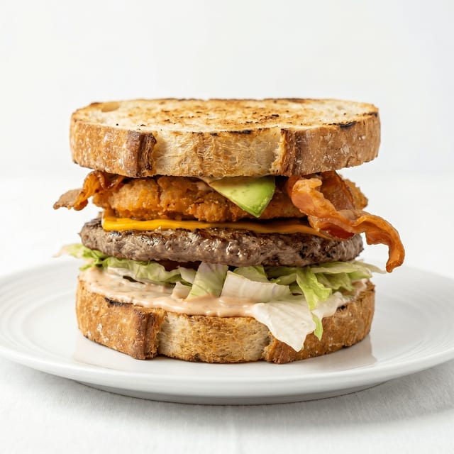 Sourdough Bacon Avocado Cheeseburger.
