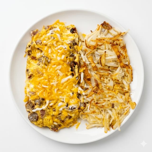 Sausage and Cheese Omelette.