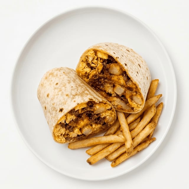 Chili Cheese, French Fry Breakfast Burrito.